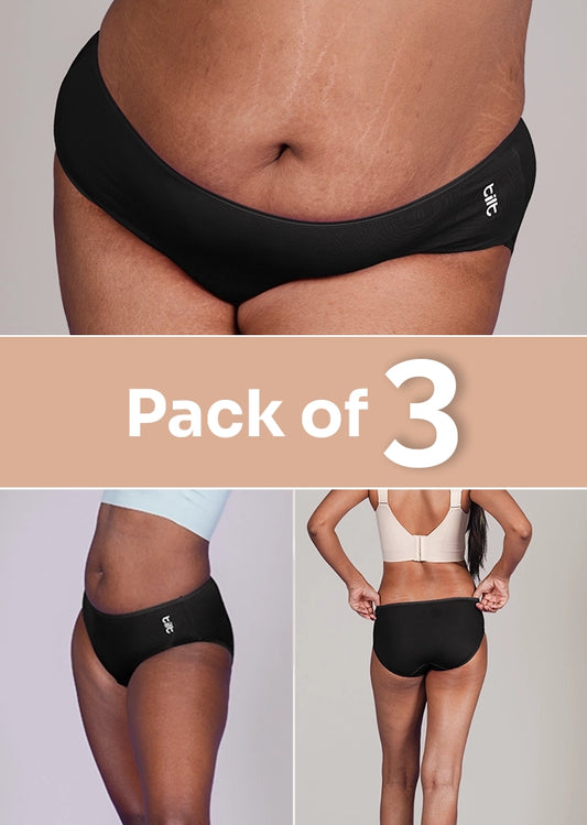 3 Pack - Black Bamboo Absorbent Underwear