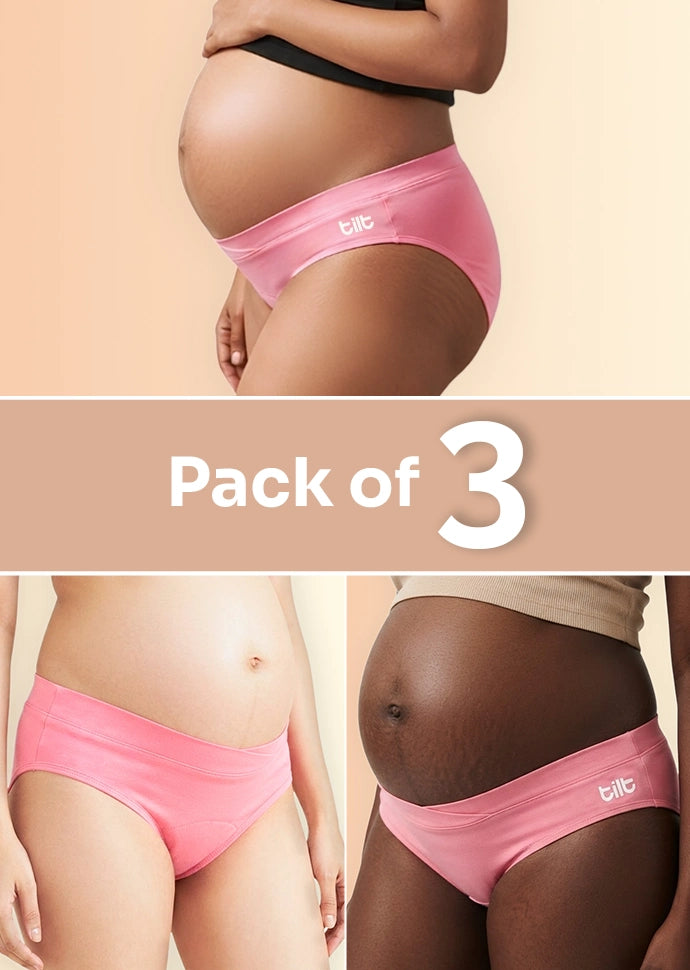 3 Pack - Leakproof Maternity Underwear Pink - Below Bump