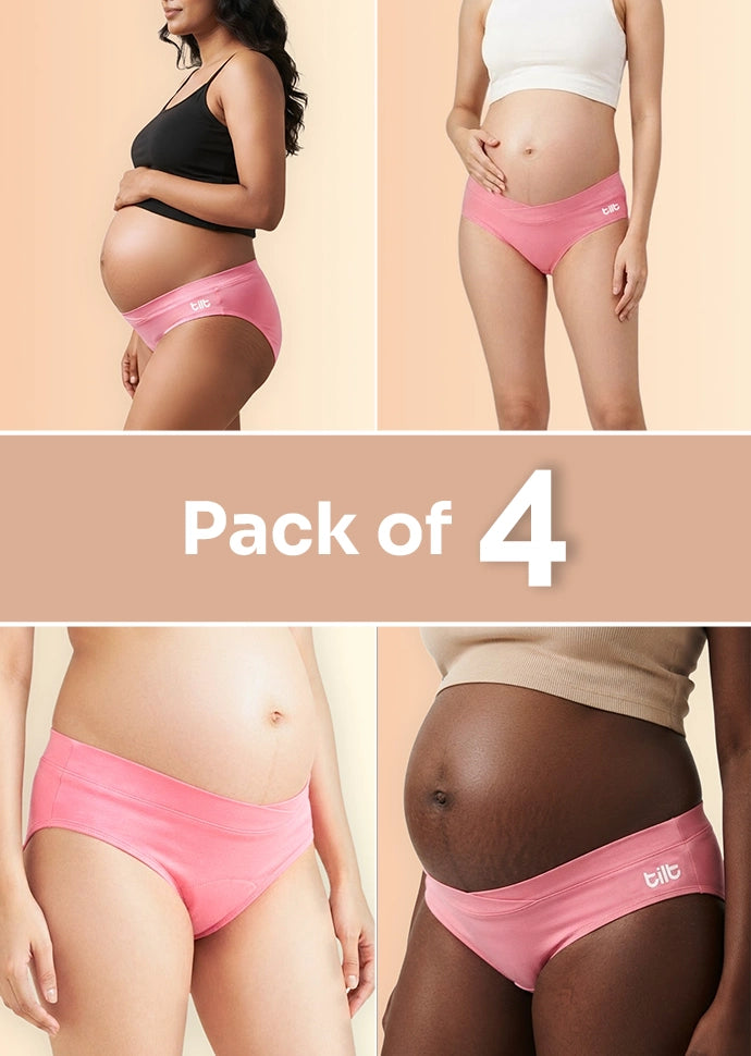 4 Pack - Leakproof Maternity Underwear Pink - Below Bump