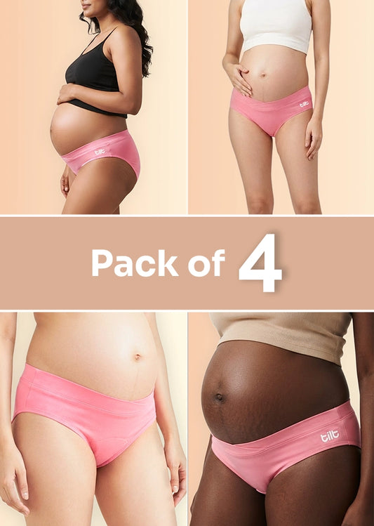 4 Pack - Leakproof Maternity Underwear Pink - Below Bump