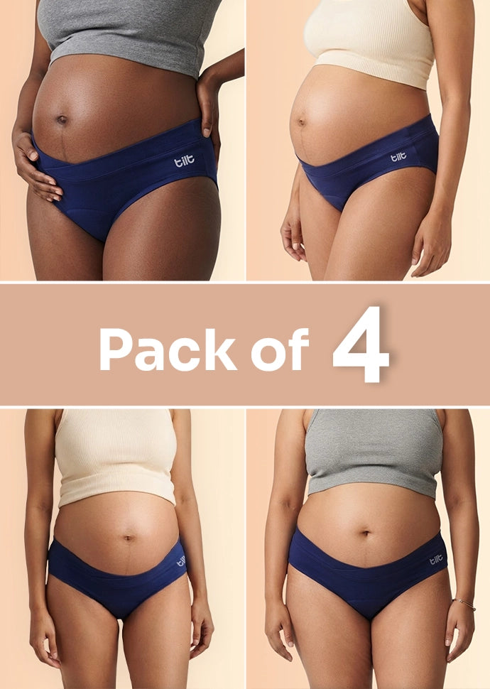 4 Pack - Leakproof Maternity Underwear Blue - Below Bump