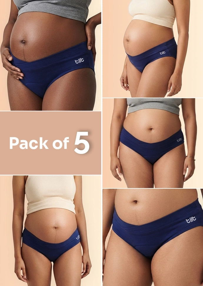 5 Pack - Leakproof Maternity Underwear Blue - Below Bump