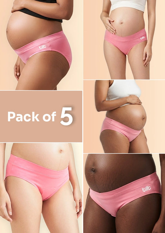 5 Pack - Leakproof Maternity Underwear Pink - Below Bump