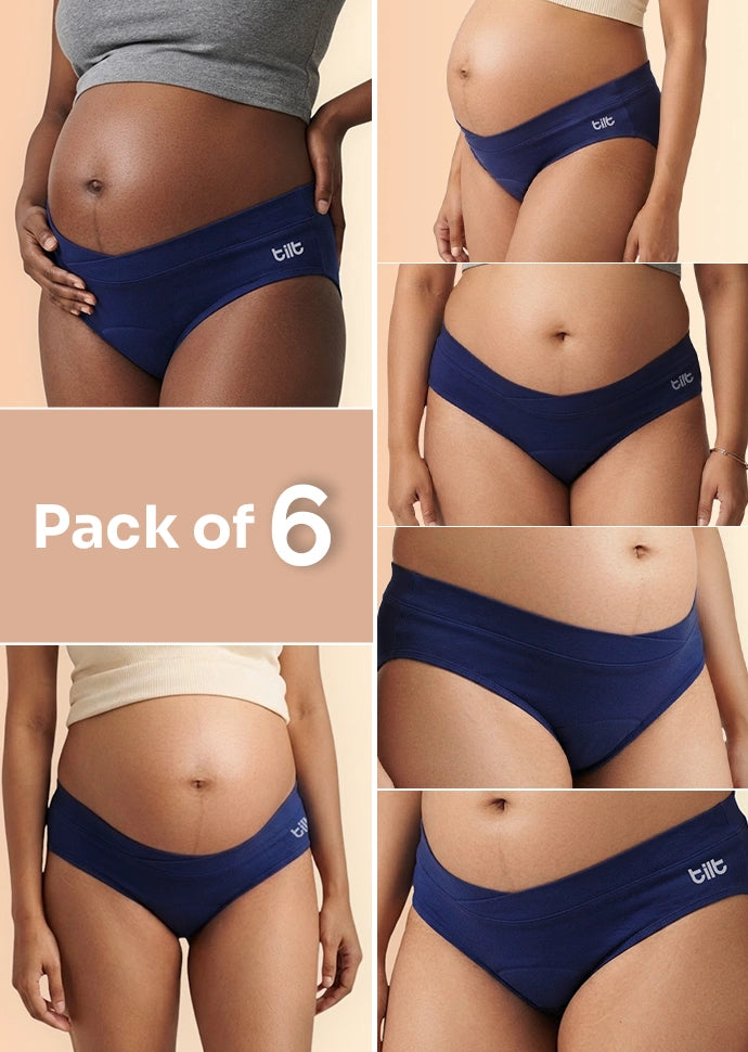 6 Pack - Leakproof Maternity Underwear Blue - Below Bump