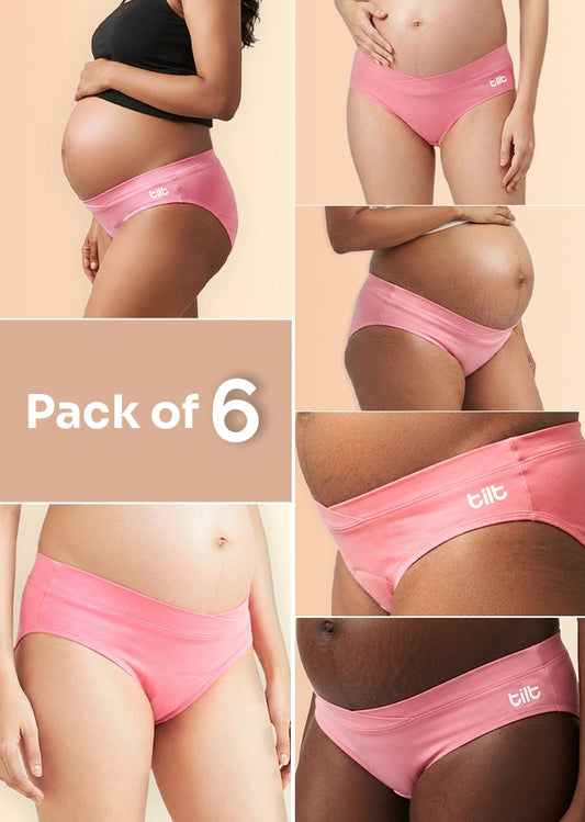 6 Pack - Leakproof Maternity Underwear Pink - Below Bump