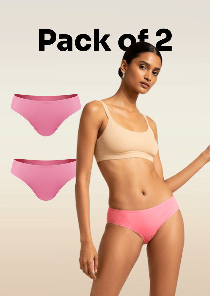 2 Pack - Pink Low-waist Absorbent Underwear