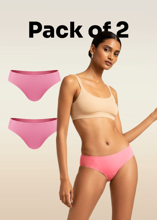 2 Pack - Pink Low-waist Absorbent Underwear