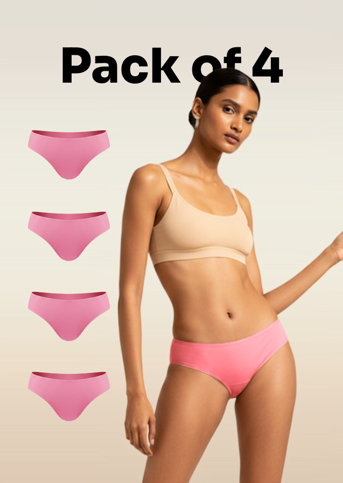 4 Pack - Pink Low-waist Absorbent Underwear