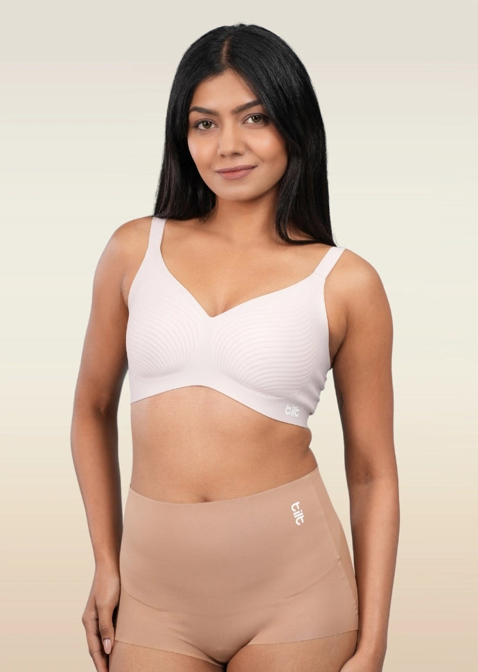 Set - Blush Wave Bra and Beige Shaper Underwear