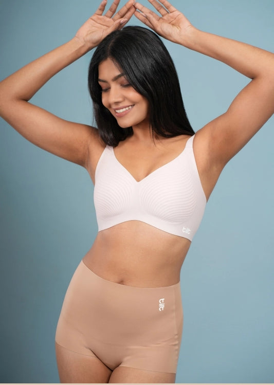 Set - Blush Wave Bra and Beige Shaper Underwear