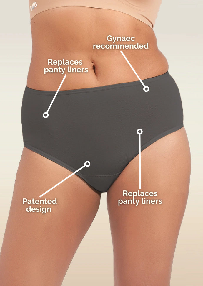 6 Pack - Grey Mid-waist Absorbent Underwear