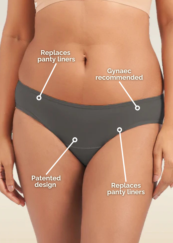 5 Pack - Grey Low-waist Absorbent Underwear