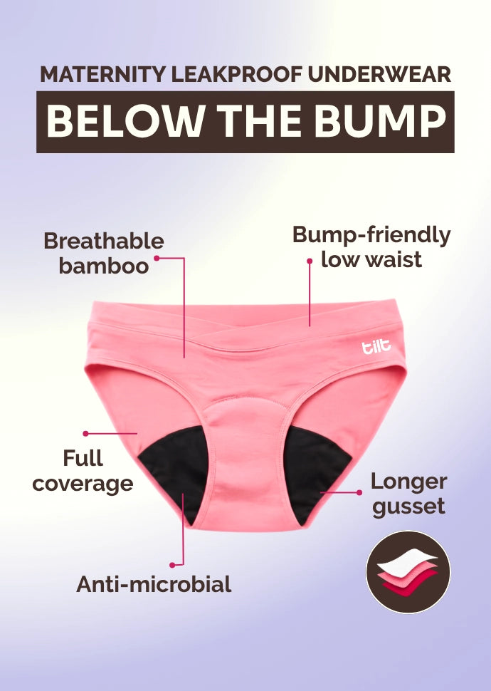 2 Pack - Leakproof Maternity Underwear Pink - Below Bump