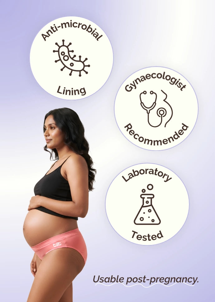 2 Pack - Leakproof Maternity Underwear Pink - Below Bump