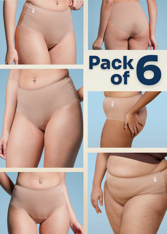 6 Pack - Beige Seamless Underwear