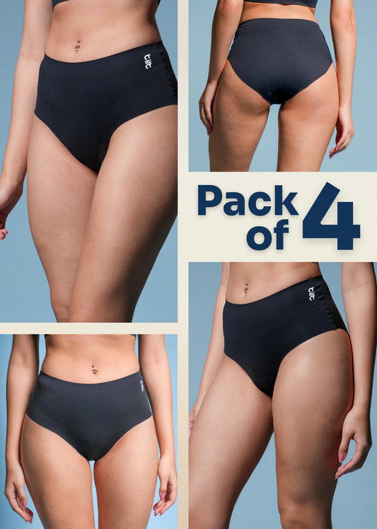 4 Pack - Black Seamless Underwear