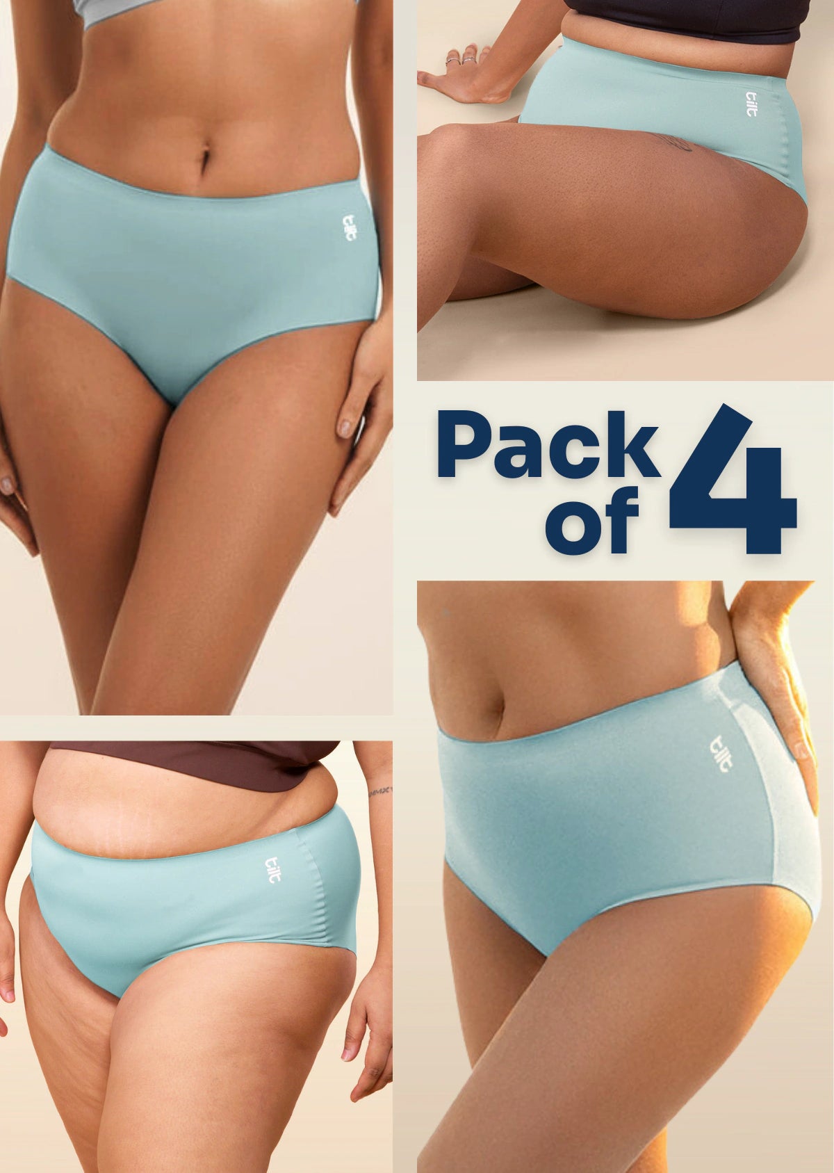 4 Pack - Blue Seamless Underwear