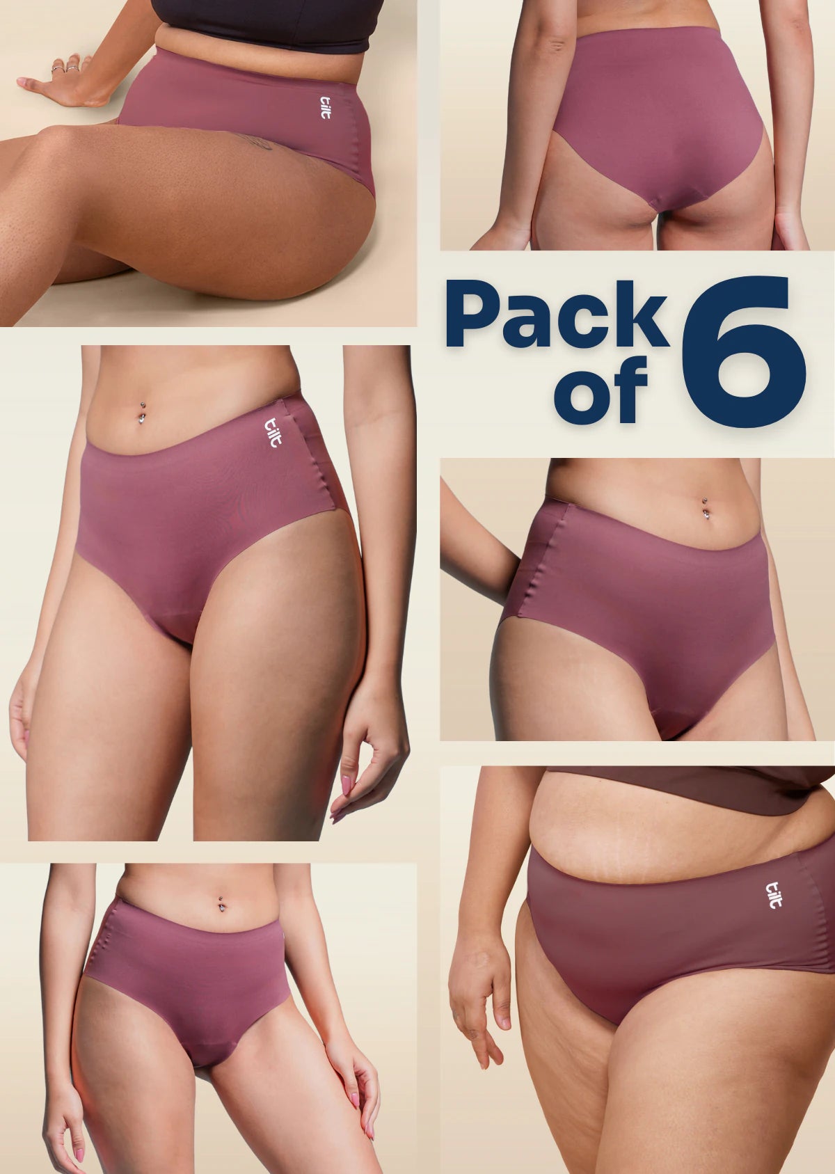 6 Pack - Pink Seamless Underwear
