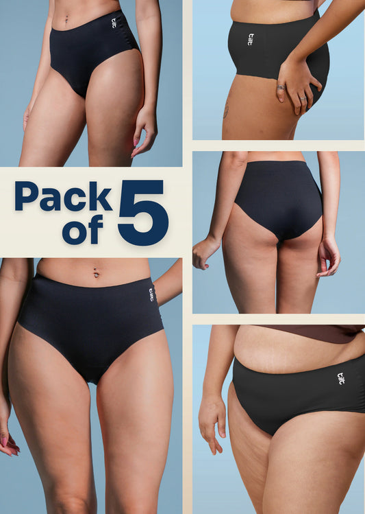 5 Pack - Black Seamless Underwear