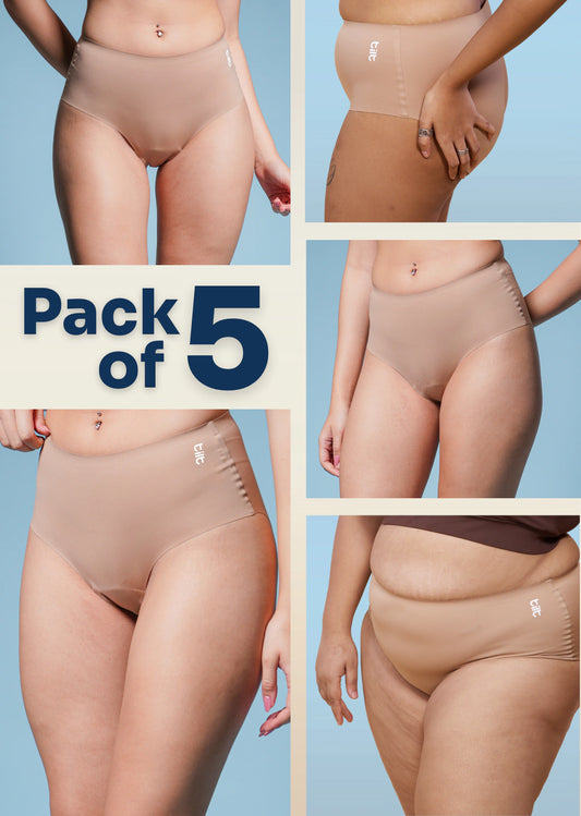 5 Pack - Beige Seamless Underwear