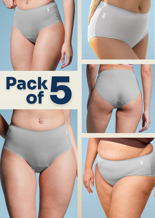 5 Pack - Grey Seamless Underwear