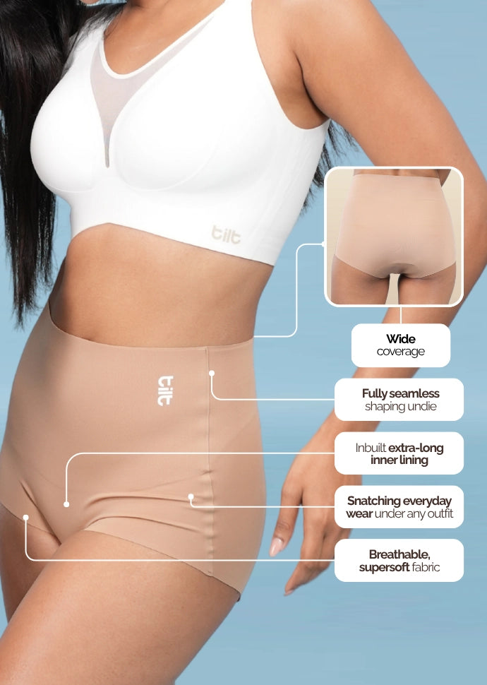Set - White Minimiser Bra and Beige Shaper Underwear