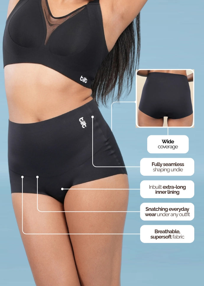 Set - Nude Wave Bra and Black Shaper Underwear