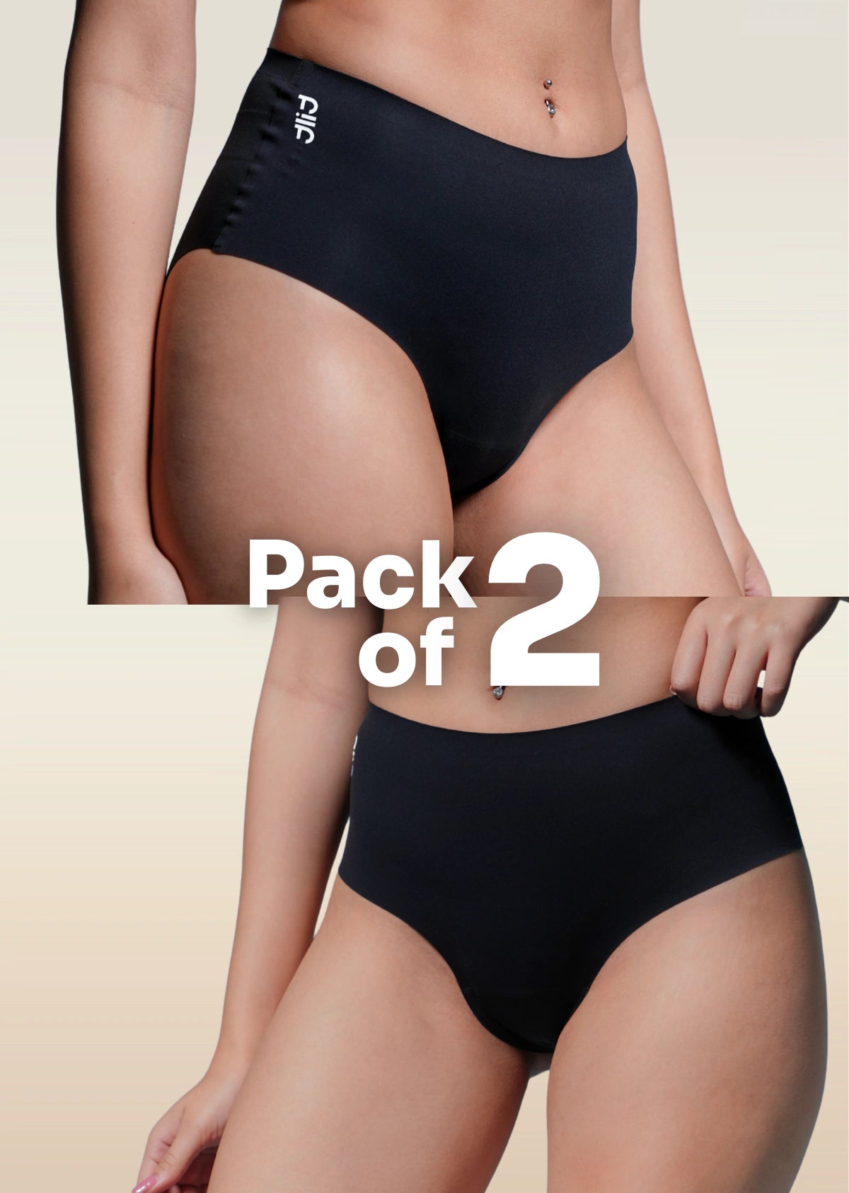 2 Pack - Black Seamless Underwear