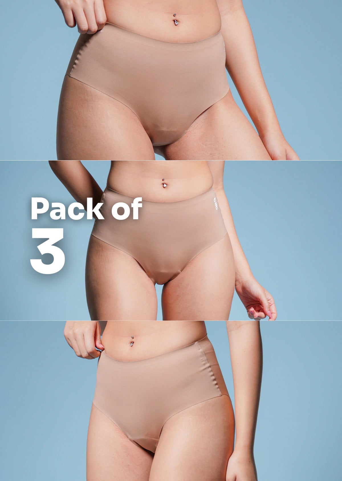 3 Pack - Beige Seamless Underwear