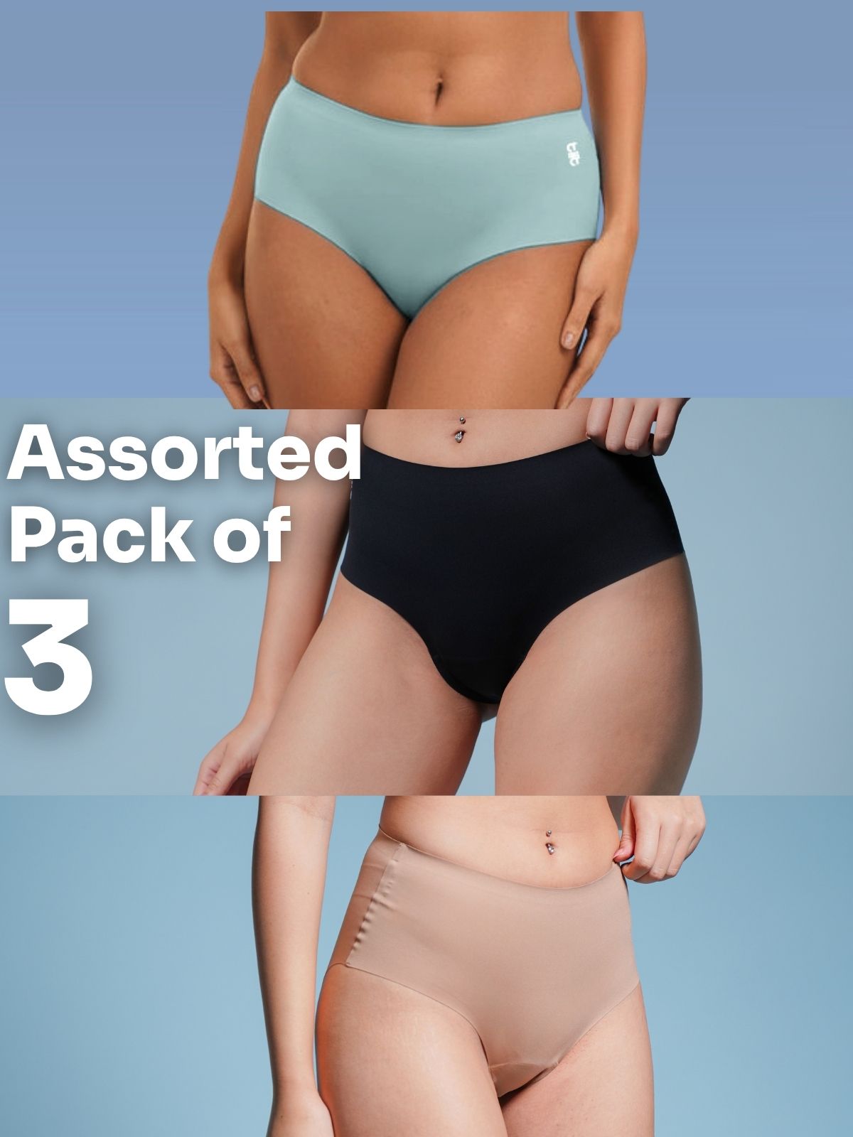 Assorted 3 Pack - High-waist Seamless Underwear