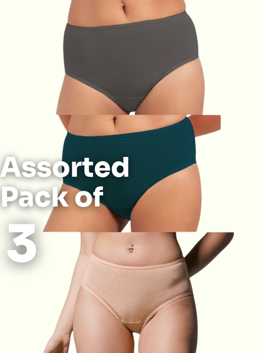Assorted 3 Pack - Mid-waist Absorbent Underwear