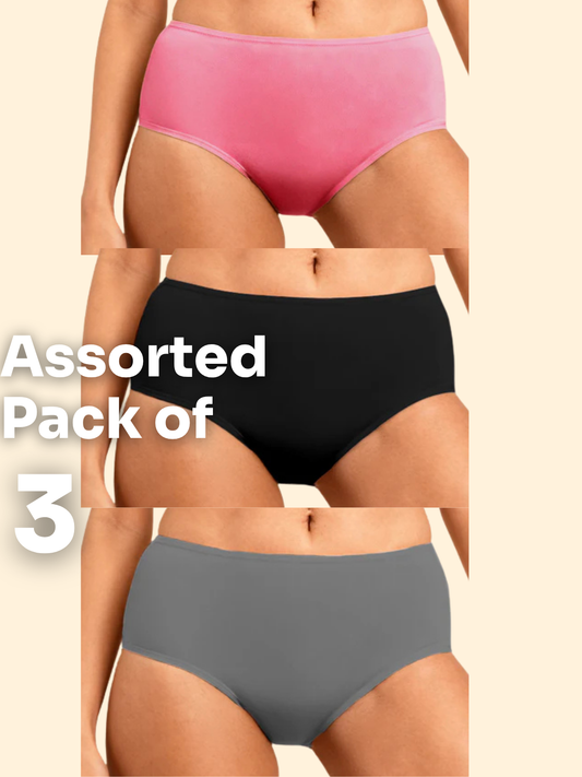 Assorted 3 Pack - Mid-waist Absorbent Underwear