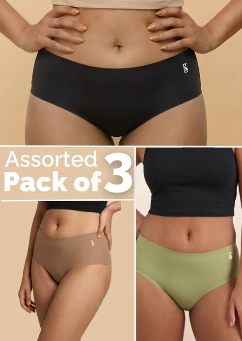 Assorted 3 Pack - Basics Mid-waist Seamless Underwear