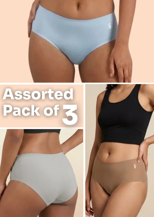 Assorted 3 Pack - Basics Mid-waist Seamless Underwear