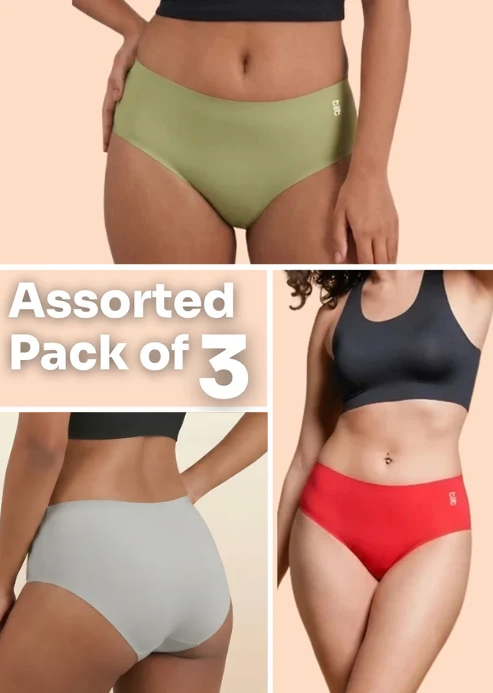 Assorted 3 Pack - Pop Mid-waist Seamless Underwear