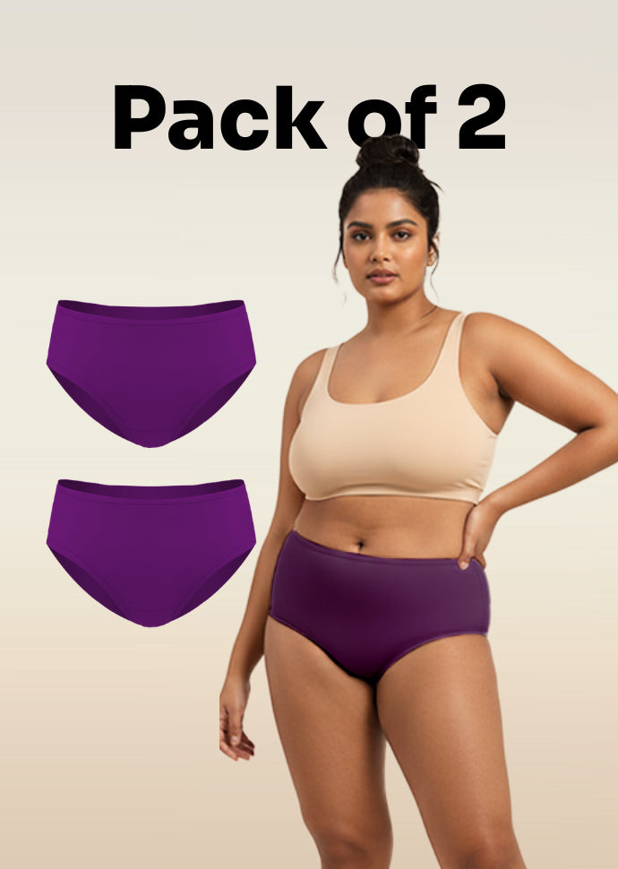 2 Pack - Violet Mid-waist Absorbent Underwear