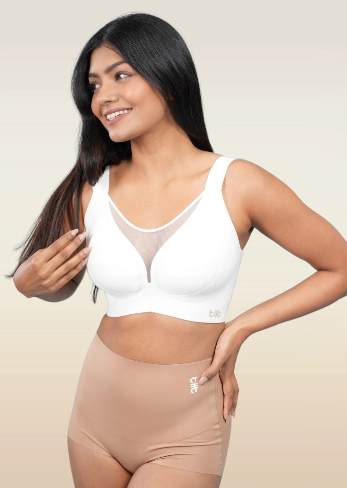 Set - White Minimiser Bra and Beige Shaper Underwear