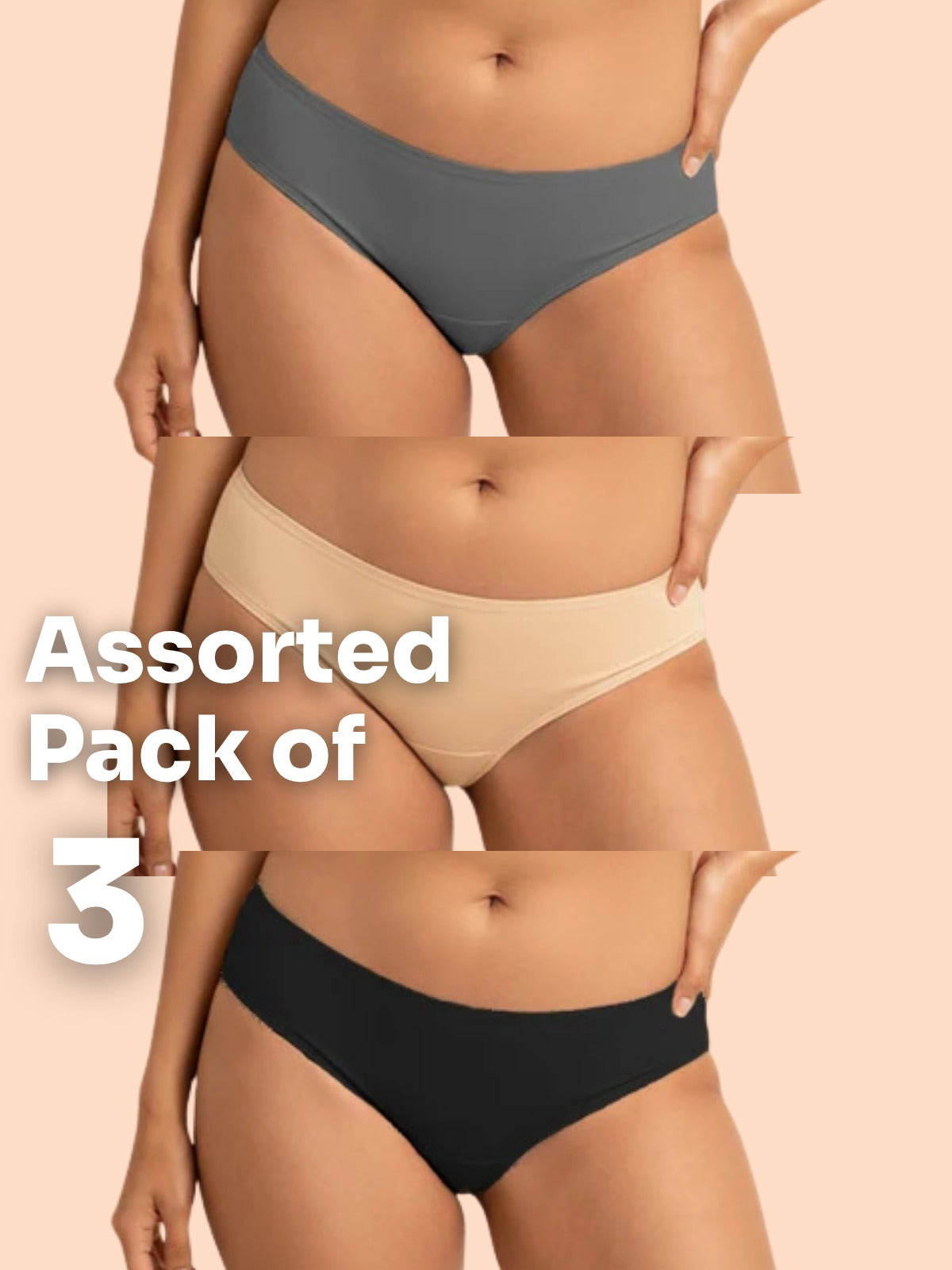 Assorted 3 Pack - Low-waist Absorbent Underwear