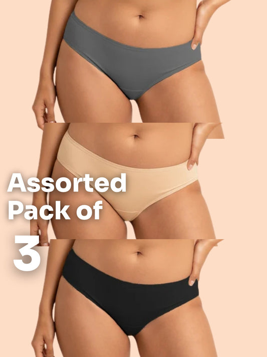 Assorted 3 Pack - Low-waist Absorbent Underwear