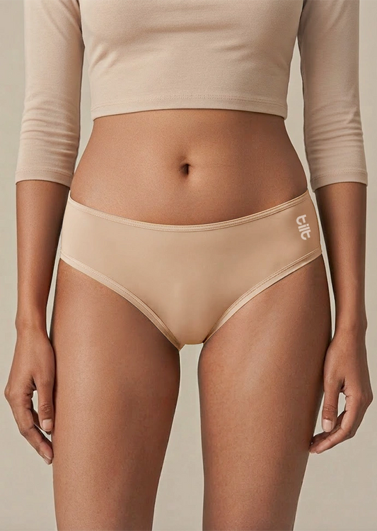 3 Pack - Beige Low-waist Bamboo Absorbent Underwear