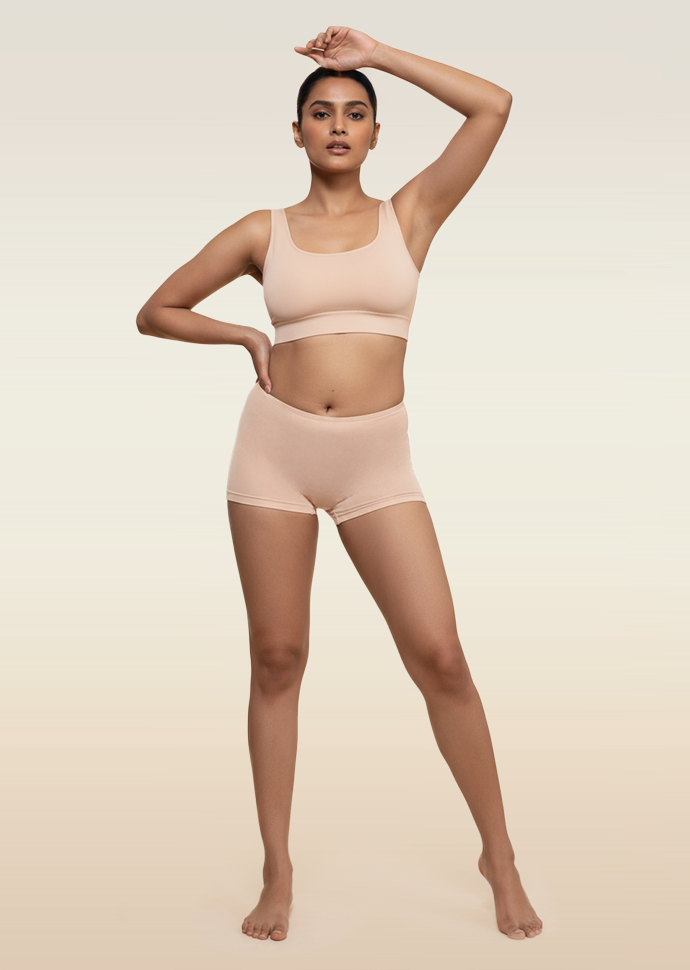 4 Pack - Beige Absorbent Boyshorts