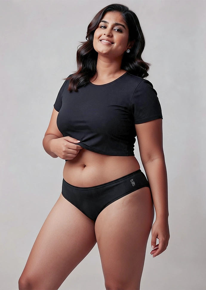 2 Pack - Black Low-waist Bamboo Absorbent Underwear