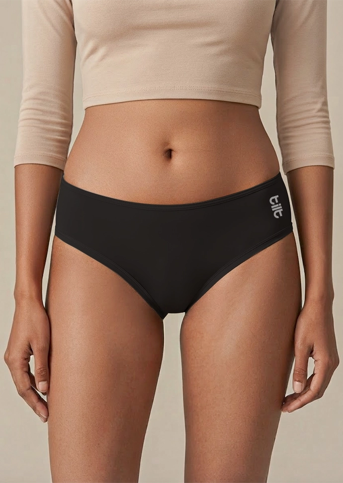 2 Pack - Black Low-waist Bamboo Absorbent Underwear