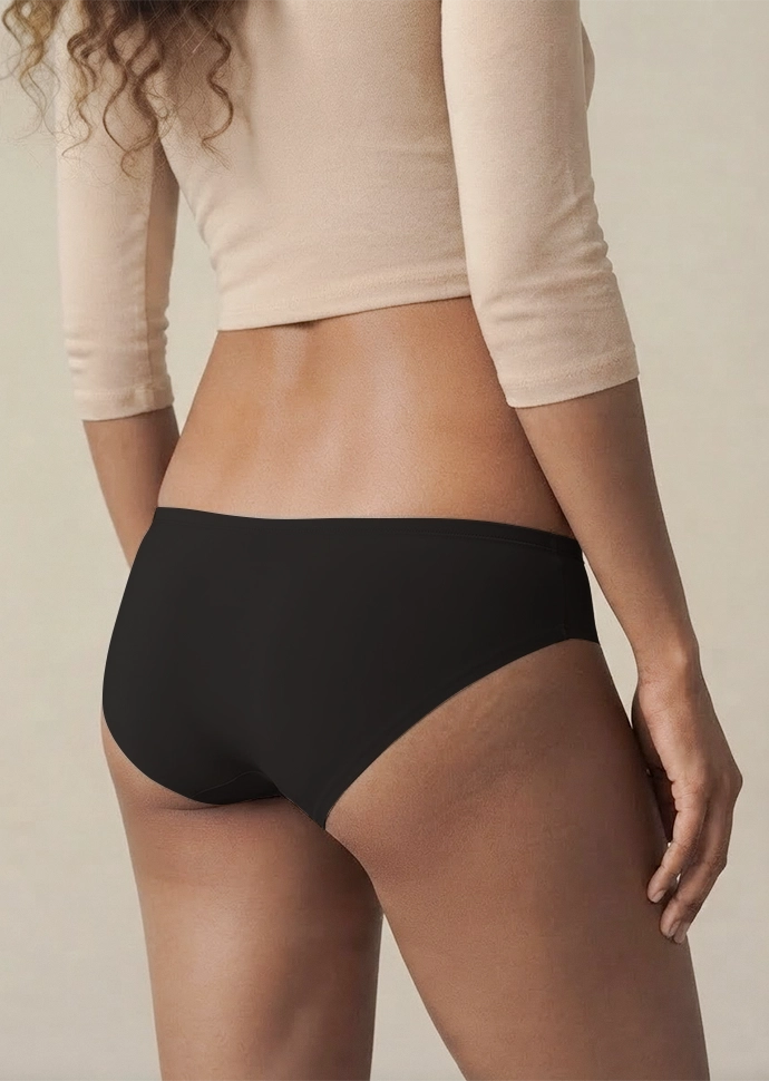 2 Pack - Black Low-waist Bamboo Absorbent Underwear
