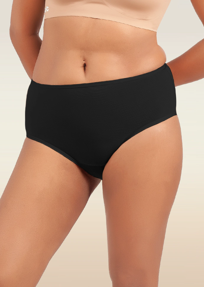 Black Mid-waist Absorbent Underwear