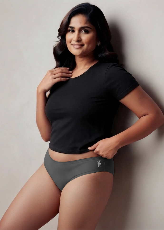 Grey Low-waist Bamboo Absorbent Underwear