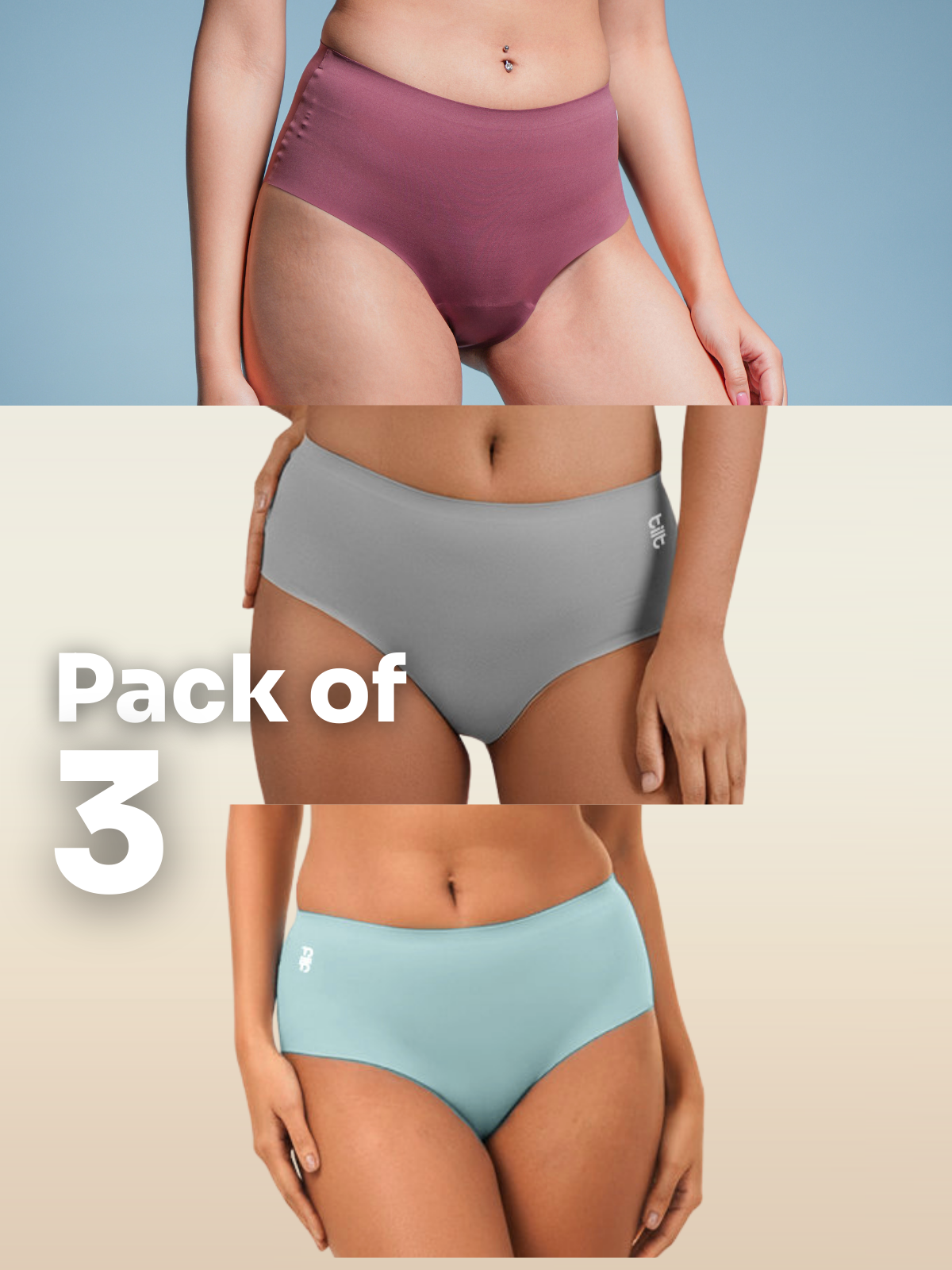 Assorted 3 Pack - Seamless Underwear