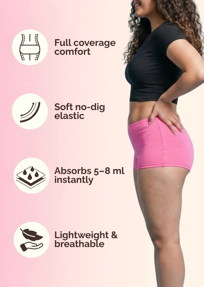 4 Pack - Pink Absorbent Boyshorts