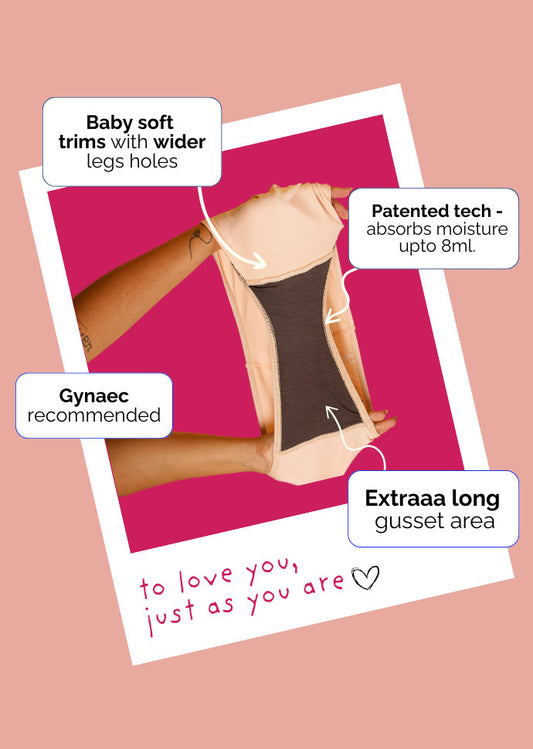 Product packaging with text highlighting features on a pink background
